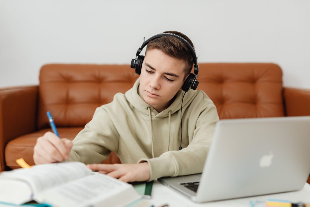 GCSE student studying English online